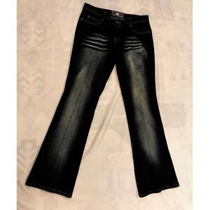 R4R Rave Vintage Jeans 32w 32L Dark Wash Y2K 2000s Womens Distressed Sz 12